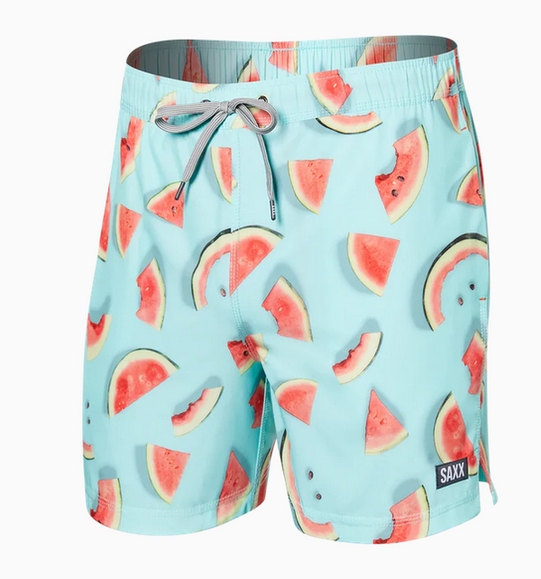 Oh Bouy Swim Trunks 5", One Hit Wondermelon-Multi - Caswell's Fine Menswear