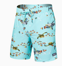 Oh Buoy Swim Trunks 7", Shark Skhool- Aqua - Caswell's Fine Menswear
