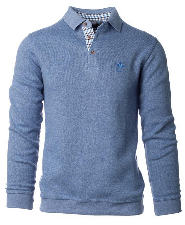 Long Sleeve Polo Shirt, Soft Touch BLUE - Caswell's Fine Menswear