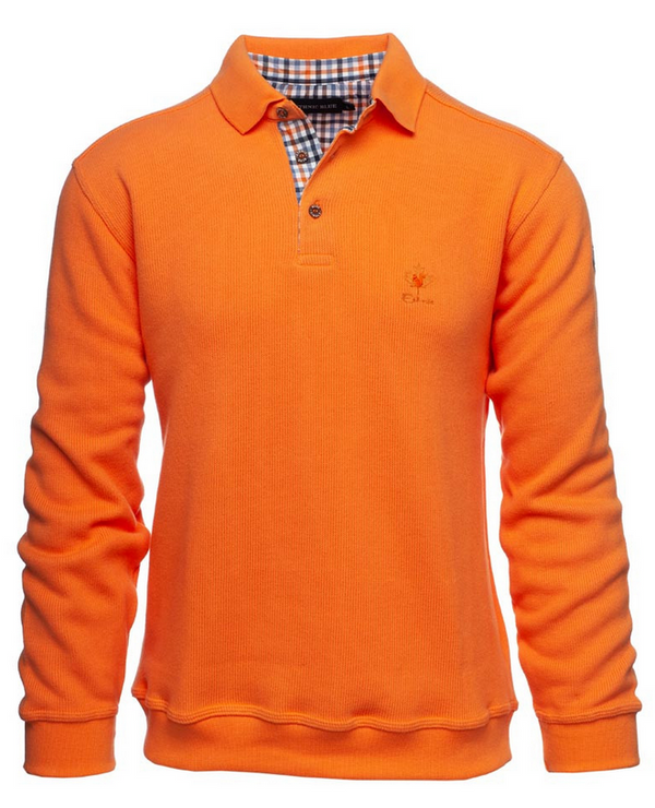 Long Sleeve Polo Shirt, Soft Touch ORANGE - Caswell's Fine Menswear