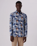 Julian Abstract Print Shirt, Air Blue - Caswell's Fine Menswear