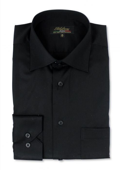 POLIFRONI MILANO DRESS SHIRT CLASSIC FIT BLACK | Caswell's Fine Menswear