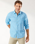 Sea Glass Breezer Linen Shirt, Blue Yonder - Caswell's Fine Menswear