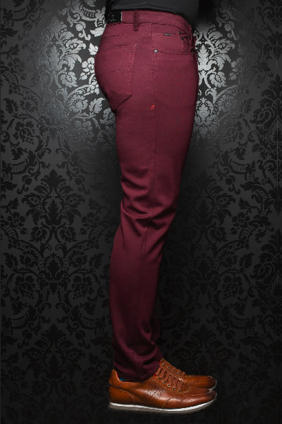AU NOIR LUXURY PANT STRETCH WINCHESTER WINE - Caswell's Fine Menswear