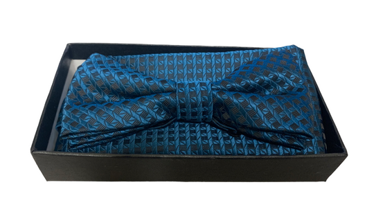 Bow Tie Set (Bow Tie & Pocket Square) Teal Tone/Tone