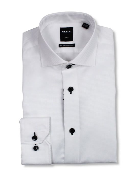 ELITE SLIM FIT DRESS SHIRT TONE ON TONE WHITE