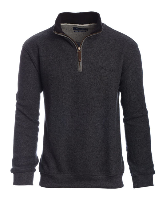 Ethnic Blue 1/4 Zip Sweater with Wool Soft Touch | Anthracite