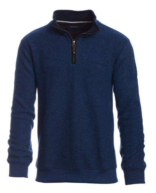 Ethnic Blue 1/4 Zip Sweater with Wool Soft Touch | Royal Blue
