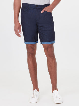 LOIS SHORT 5 POCKET NAVY CHECK - Caswell's Fine Menswear