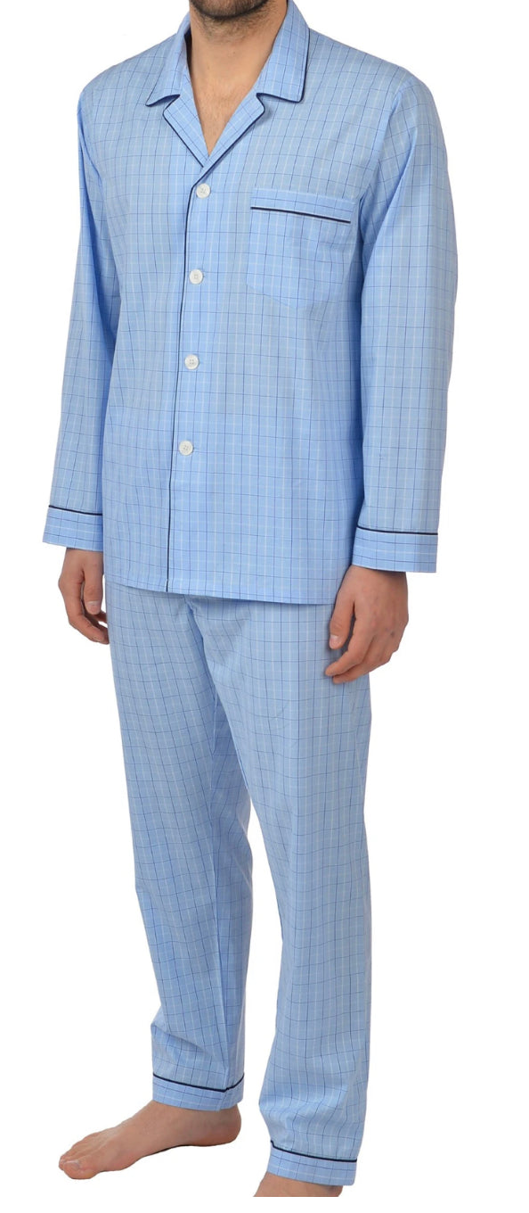 MAJESTIC PAJAMA CHECK BLUE - Caswell's Fine Menswear