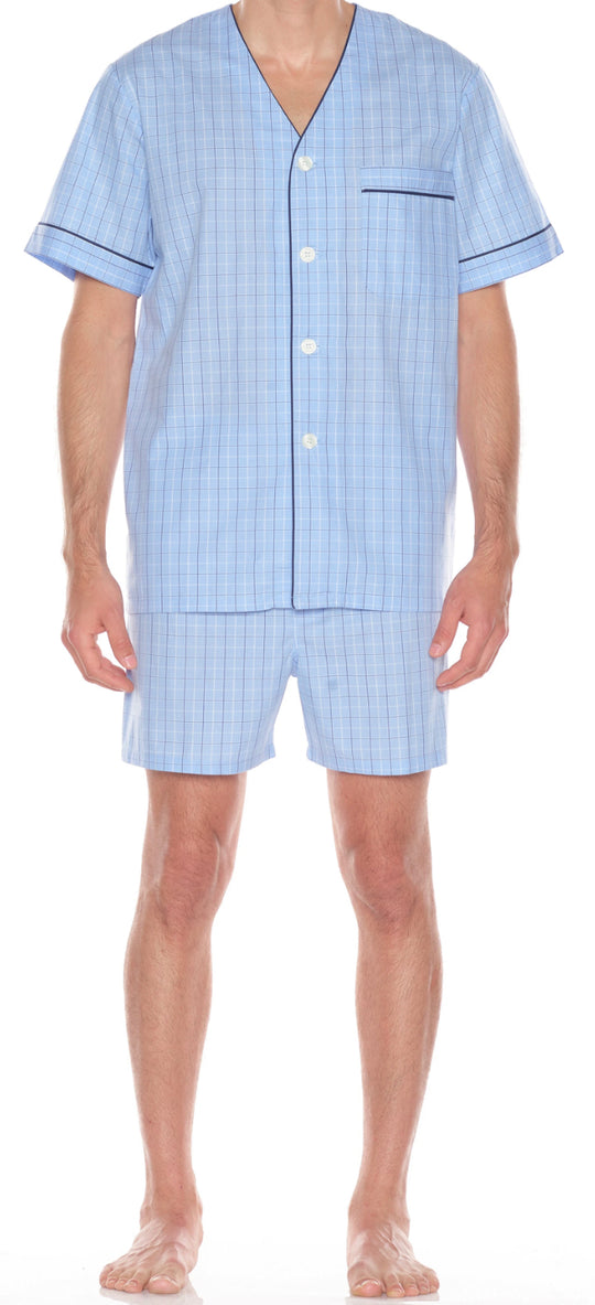 Majestic Short Pajama Check | Blue