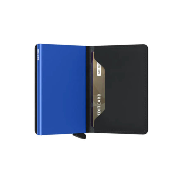 Mini Wallet Matte Black & Blue - Caswell's Fine Menswear
