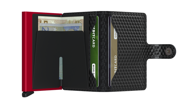 Mini Wallet Cubic, Black/Red - Caswell's Fine Menswear