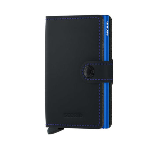 Mini portefeuille noir et bleu mat