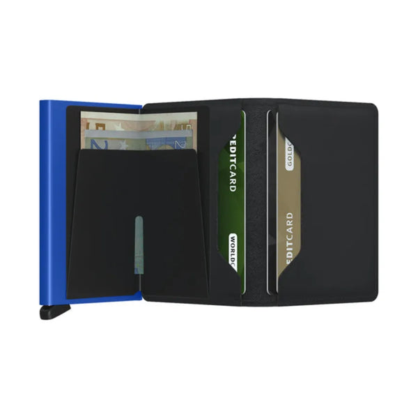 Mini Wallet Matte Black & Blue - Caswell's Fine Menswear