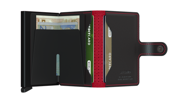 Mini Wallet Perforated, Black/Red - Caswell's Fine Menswear