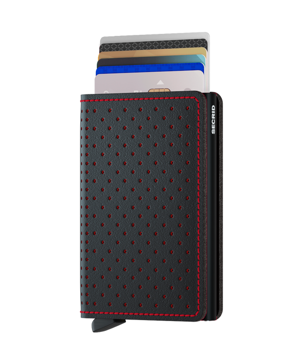 Slim Wallet Perforated, Black/Red - Caswell's Fine Menswear