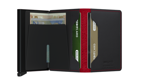 Slim Wallet Perforated, Black/Red - Caswell's Fine Menswear