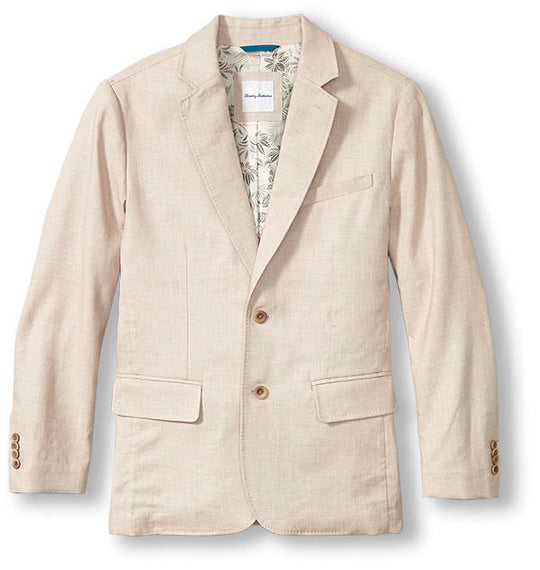 Lahaina Bay Linen Blazer, Stone Khaki