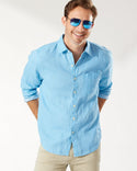 Sea Glass Breezer Linen Shirt, Blue Yonder - Caswell's Fine Menswear