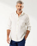 Sea Glass Breezer Linen Shirt, White - Caswell's Fine Menswear